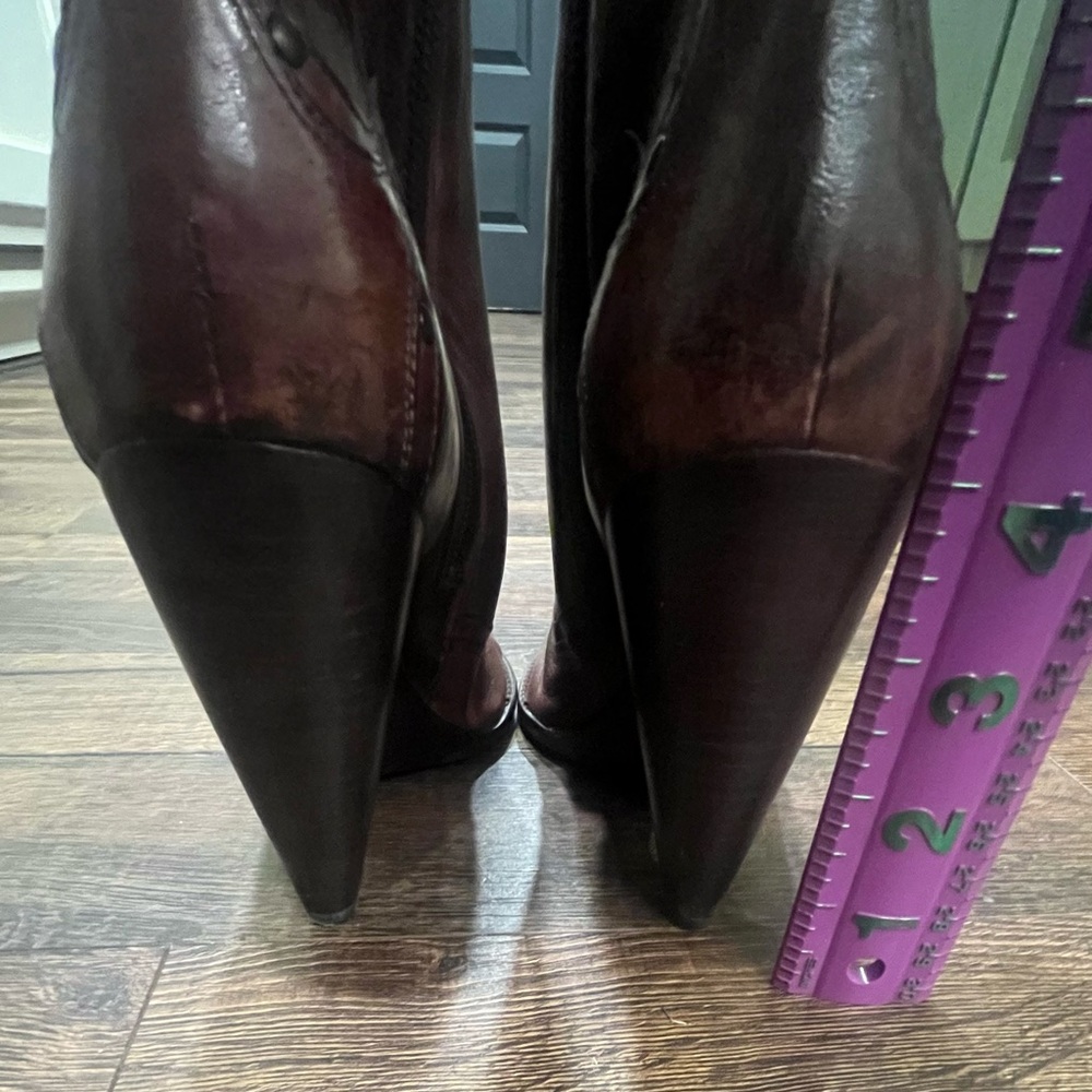 BCBGirls Brown Leather Heeled Boots - Picture 4 of 9